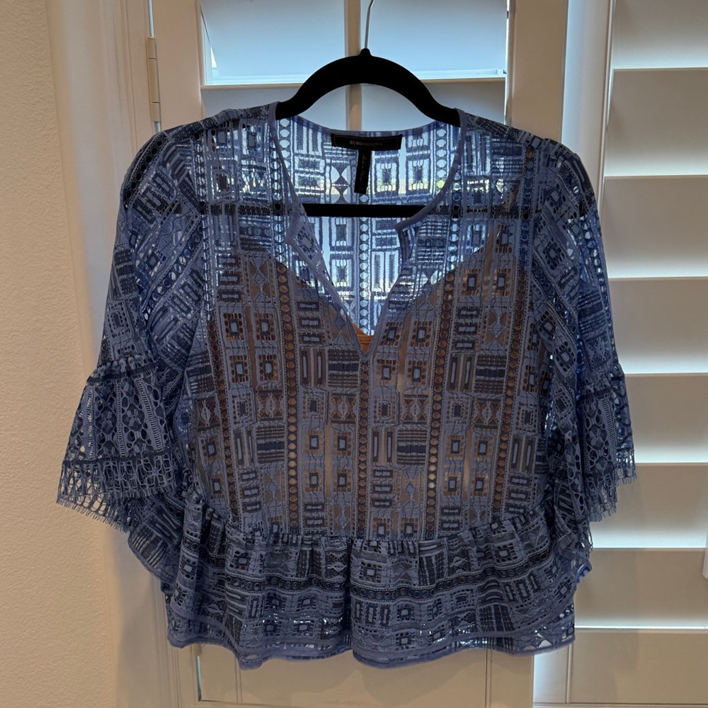 Bcbgmaxazria Blue Lace Women Top